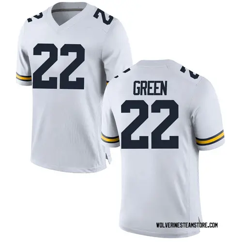 Youth Gemon Green Michigan Wolverines Replica White Brand Jordan Football College Jersey