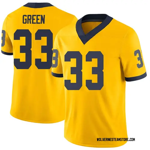 Youth German Green Michigan Wolverines Limited Green Brand Jordan Maize Football College Jersey