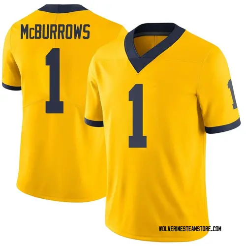 Youth Ja'Den Mcburrows Michigan Wolverines Limited Brand Jordan Maize Football College Jersey