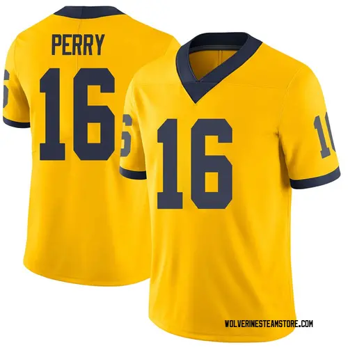 Youth Jalen Perry Michigan Wolverines Limited Brand Jordan Maize Football College Jersey