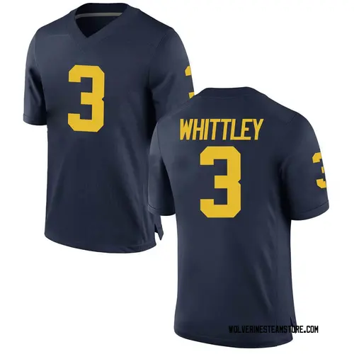Youth Jordan Whittley Michigan Wolverines Replica Navy Brand Jordan Football College Jersey