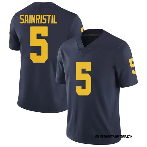 Youth Mike Sainristil Michigan Wolverines Limited Navy Brand Jordan Football College Jersey