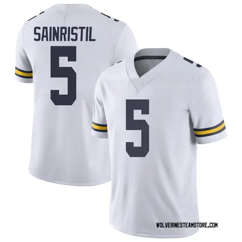 Youth Mike Sainristil Michigan Wolverines Limited White Brand Jordan Football College Jersey