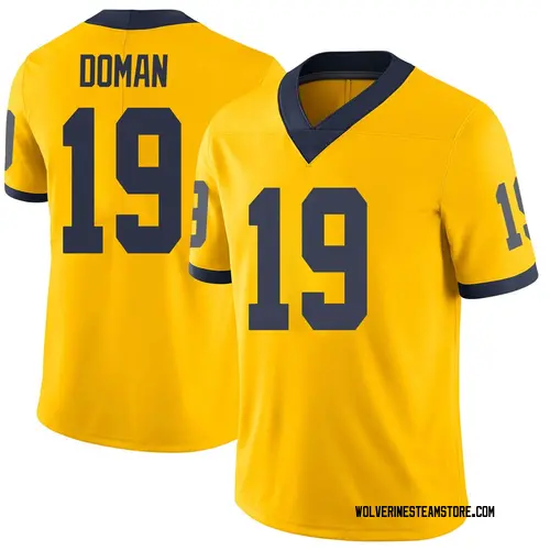 Youth Tommy Doman Michigan Wolverines Limited Brand Jordan Maize Football College Jersey